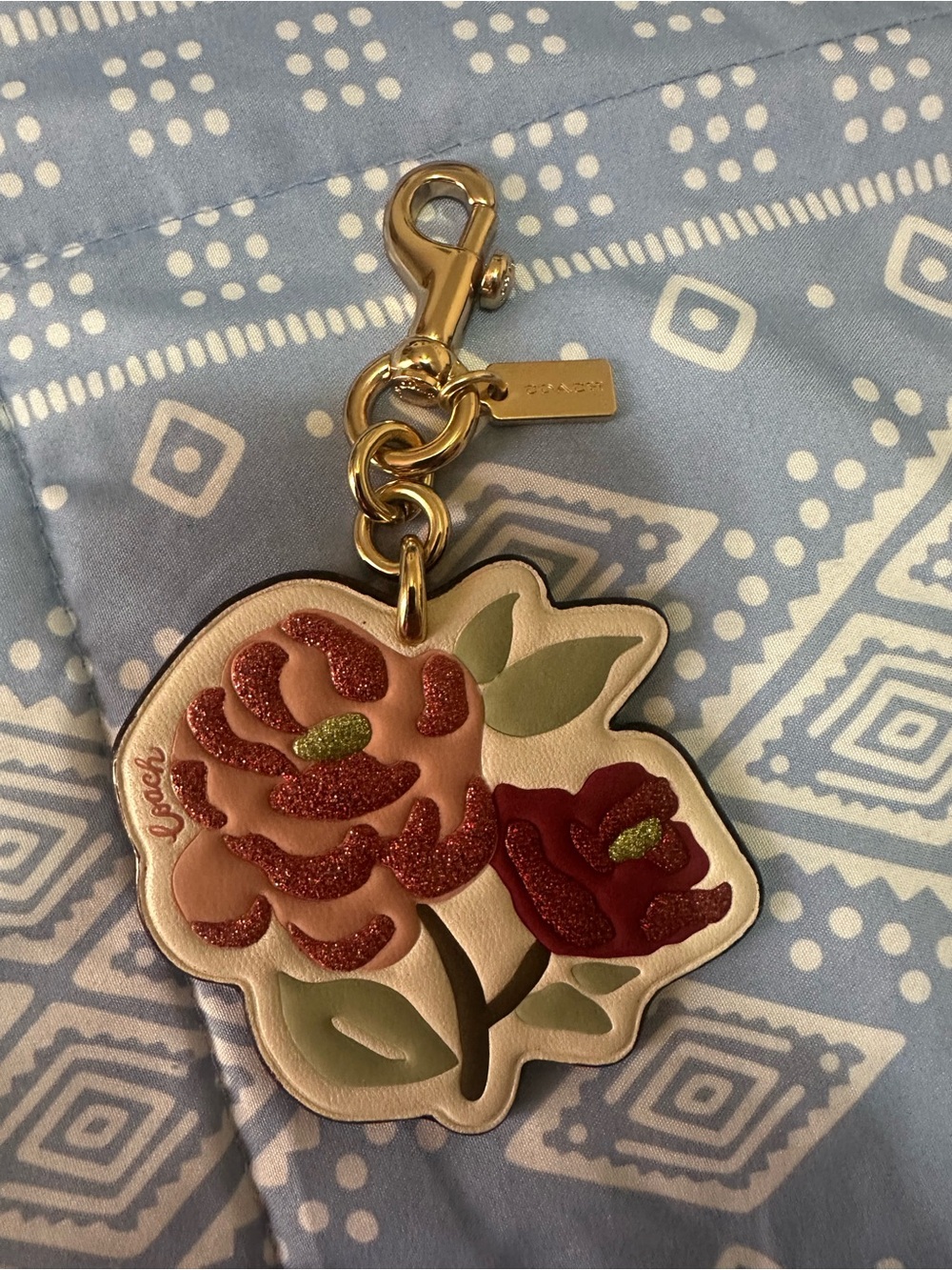 Coach Floral & Logo Charm Set in Pink, Red, Green, Gray, Gold - Picture 9 of 12